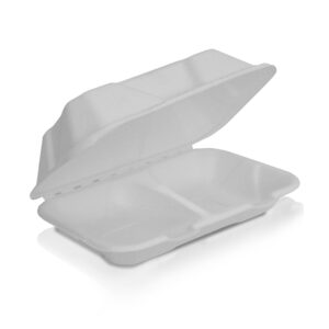Sugarcane Clamshell – 2 compartments 9x6x3 inch